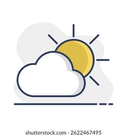 Sun and cloud vector icon. Meteorology sign. Graph symbol for travel, tourism and weather web site and apps design, logo, app, UI