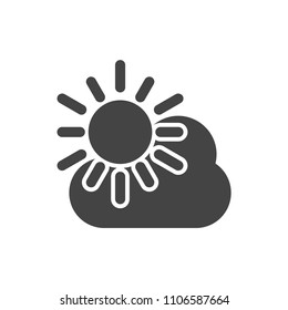 Sun and cloud vector icon, sunny day symbol