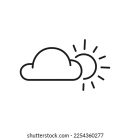 Sun and cloud vector icon. Weather, forecast cloud and sun. Sunny and cloudy weather symbol. Linear style sign for mobile concept and web design