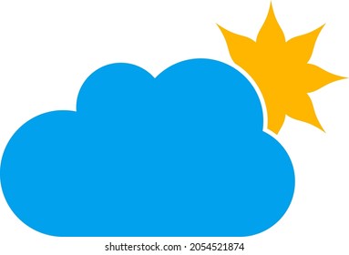 Sun cloud vector illustration. Flat illustration iconic design of sun cloud, isolated on a white background.