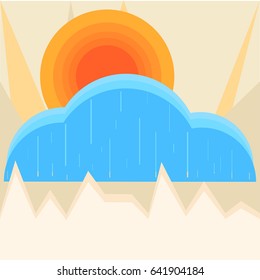 Sun with cloud vector illustration. Morning sunrise