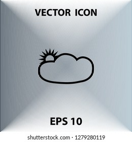 Sun and cloud, vector outline icon