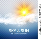 Sun & Cloud. Weather & Forecast Transparent Design. Vector illustration