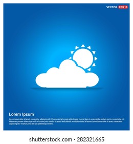 Sun Cloud Weather Icon - abstract logo type icon - abstract glowing blue background. Vector illustration