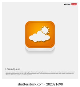 Sun Cloud Weather Icon - abstract logo type icon - Orange abstract 3d button with light board and shadow on gray background. Vector illustration
