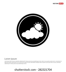 Sun Cloud Weather Icon - abstract logo type icon - black circle background. Vector illustration