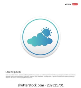 Sun Cloud Weather Icon - abstract logo type icon - turquoise icon on white button background. Vector illustration