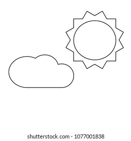 sun and cloud, weather icon, black and white