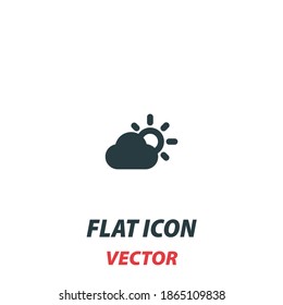Sun and cloud weather icon in a flat style. Vector illustration pictogram on white background. Isolated symbol suitable for mobile concept, web apps, infographics, interface and apps design.