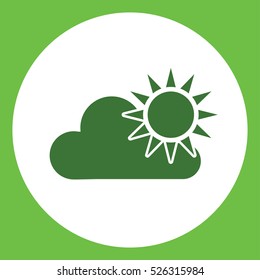 sun with cloud weather icon green simple in circle