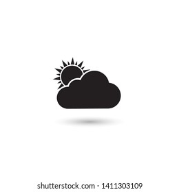 Sun and cloud weather icon isolated on white background. Vector Illustration