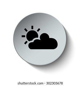 Sun and cloud weather icon. Sun rising icon. Vector illustration