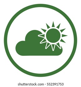 sun with cloud weather icon simple in circle
