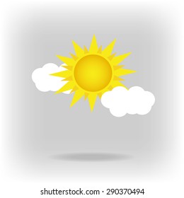 sun and cloud weather icon.vector