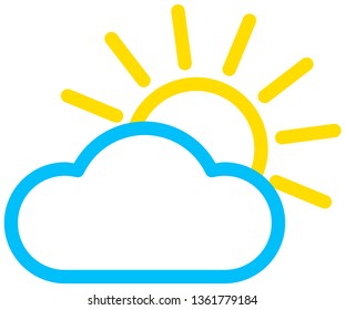 Sun and cloud weather line icon. Vector illustration.