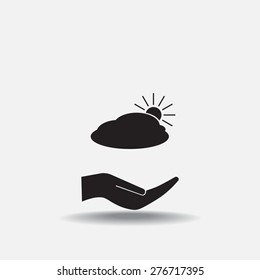 sun and cloud weather web icon