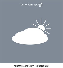 sun and cloud weather web icon