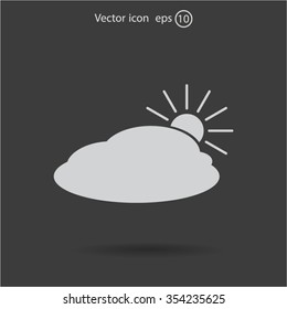 sun and cloud weather web icon