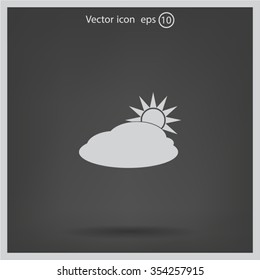 sun and cloud weather web icon