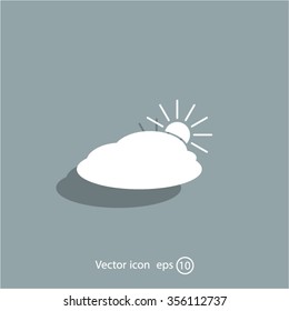 sun and cloud weather web icon