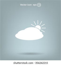 sun and cloud weather web icon