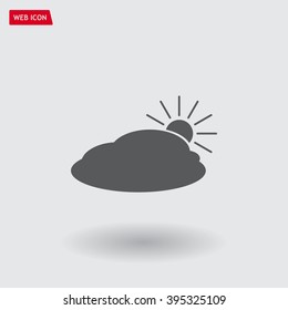 sun and cloud weather web icon