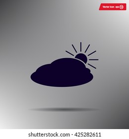 sun and cloud weather web icon