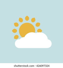 Sun and cloud weather web icon.