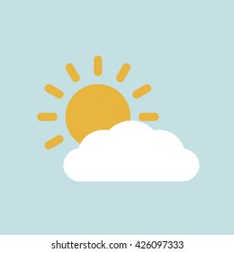 Sun and cloud weather web icon.