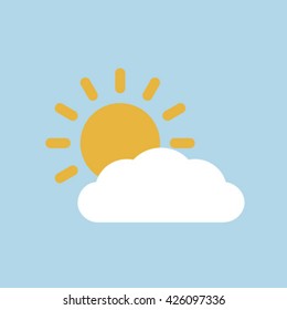 Sun and cloud weather web icon.