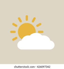 Sun and cloud weather web icon.