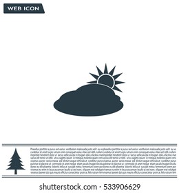 sun and cloud weather web icon