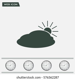 sun and cloud weather web icon