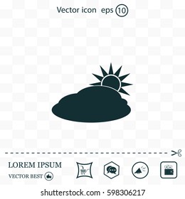sun and cloud weather web icon