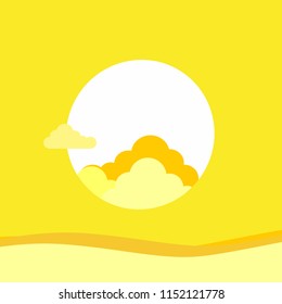 sun and cloud yellow background