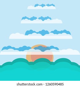 the sun in the clouds above the sea