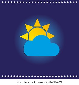 sun with clouds background.