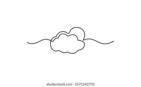 sun and clouds continuous one line drawing