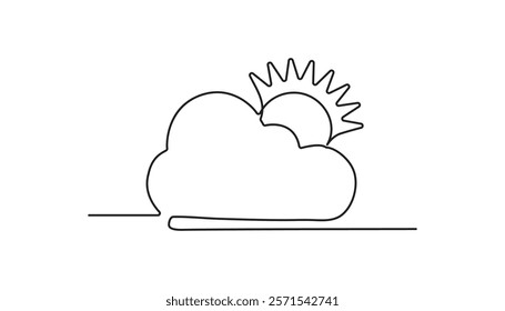 sun and clouds continuous one line drawing