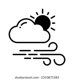 Sun with clouds denoting concept vector of weather in trendy style, premium icon