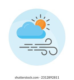 Sun with clouds denoting concept vector of weather in trendy style, premium icon