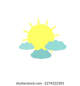 Sun with clouds. Flat illustration weather web icon