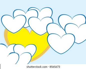Sun and clouds as hearts