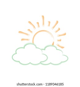 Sun and clouds icon. Flat design.