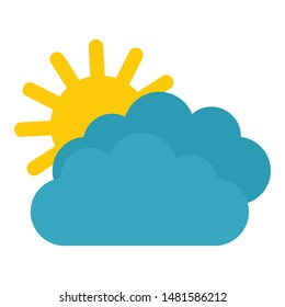 Sun clouds icon. Flat illustration of sun clouds vector icon for web design