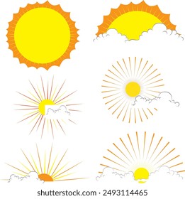 Symbole für Sonne und Wolken in Farbe
