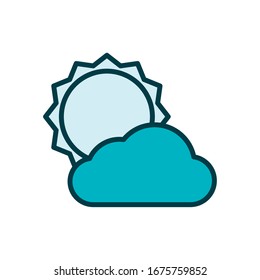 diseño de ilustración vectorial de icono de estilo de línea solar con nubes