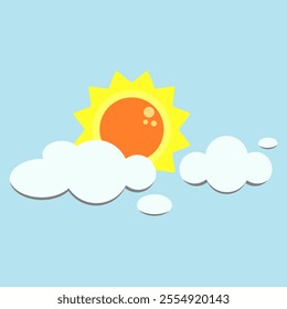 sun and clouds. morning sun and clouds. sunny day. noon. hot sun. vector illustration