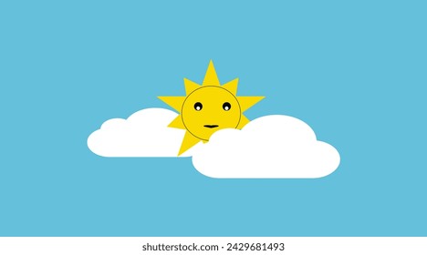 sun and clouds on blue sky background