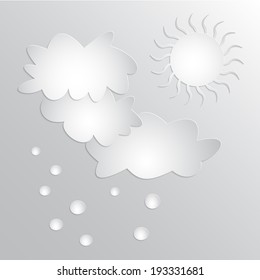 Sun and clouds with rain, 3D paper